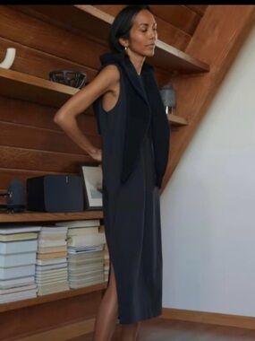 NWOT Everlane Weekend Tank Midi Dress Organic Cotton Side Slit Black XXS
